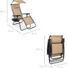 imageBest Choice Products Folding Zero Gravity Outdoor Recliner Patio Lounge Chair wAdjustable Canopy Shade Headrest Side Accessory Tray Textilene Mesh  SandBeige