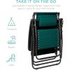imageBest Choice Products Folding Zero Gravity Outdoor Recliner Patio Lounge Chair wAdjustable Canopy Shade Headrest Side Accessory Tray Textilene Mesh  SandForest Green