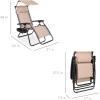 imageBest Choice Products Folding Zero Gravity Outdoor Recliner Patio Lounge Chair wAdjustable Canopy Shade Headrest Side Accessory Tray Textilene Mesh  SandSand