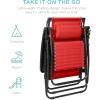 imageBest Choice Products Folding Zero Gravity Outdoor Recliner Patio Lounge Chair wAdjustable Canopy Shade Headrest Side Accessory Tray Textilene Mesh  SandCrimson Red