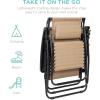 imageBest Choice Products Folding Zero Gravity Outdoor Recliner Patio Lounge Chair wAdjustable Canopy Shade Headrest Side Accessory Tray Textilene Mesh  SandBeige