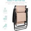 imageBest Choice Products Folding Zero Gravity Outdoor Recliner Patio Lounge Chair wAdjustable Canopy Shade Headrest Side Accessory Tray Textilene Mesh  SandSand
