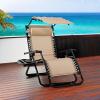 imageBest Choice Products Folding Zero Gravity Outdoor Recliner Patio Lounge Chair wAdjustable Canopy Shade Headrest Side Accessory Tray Textilene Mesh  SandBeige