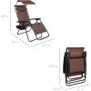 imageBest Choice Products Folding Zero Gravity Outdoor Recliner Patio Lounge Chair wAdjustable Canopy Shade Headrest Side Accessory Tray Textilene Mesh  SandBrown
