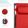 imageBest Choice Products Folding Zero Gravity Outdoor Recliner Patio Lounge Chair wAdjustable Canopy Shade Headrest Side Accessory Tray Textilene Mesh  SandCrimson Red