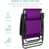 imageBest Choice Products Folding Zero Gravity Outdoor Recliner Patio Lounge Chair wAdjustable Canopy Shade Headrest Side Accessory Tray Textilene Mesh  SandAmethyst Purple