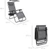 imageBest Choice Products Folding Zero Gravity Outdoor Recliner Patio Lounge Chair wAdjustable Canopy Shade Headrest Side Accessory Tray Textilene Mesh  SandGrey