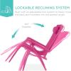 imageBest Choice Products Folding Zero Gravity Outdoor Recliner Patio Lounge Chair wAdjustable Canopy Shade Headrest Side Accessory Tray Textilene Mesh  SandHot Pink