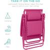 imageBest Choice Products Folding Zero Gravity Outdoor Recliner Patio Lounge Chair wAdjustable Canopy Shade Headrest Side Accessory Tray Textilene Mesh  SandHot Pink