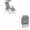 imageBest Choice Products Folding Zero Gravity Outdoor Recliner Patio Lounge Chair wAdjustable Canopy Shade Headrest Side Accessory Tray Textilene Mesh  SandDove Gray