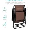 imageBest Choice Products Folding Zero Gravity Outdoor Recliner Patio Lounge Chair wAdjustable Canopy Shade Headrest Side Accessory Tray Textilene Mesh  SandBrown