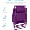 imageBest Choice Products Folding Zero Gravity Outdoor Recliner Patio Lounge Chair wAdjustable Canopy Shade Headrest Side Accessory Tray Textilene Mesh  SandAmethyst