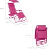 imageBest Choice Products Folding Zero Gravity Outdoor Recliner Patio Lounge Chair wAdjustable Canopy Shade Headrest Side Accessory Tray Textilene Mesh  SandHot Pink