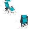 imageBest Choice Products Folding Zero Gravity Outdoor Recliner Patio Lounge Chair wAdjustable Canopy Shade Headrest Side Accessory Tray Textilene Mesh  SandPeacock Blue