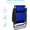 imageBest Choice Products Folding Zero Gravity Outdoor Recliner Patio Lounge Chair wAdjustable Canopy Shade Headrest Side Accessory Tray Textilene Mesh  SandCobalt Blue