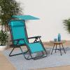 imageBest Choice Products Folding Zero Gravity Outdoor Recliner Patio Lounge Chair wAdjustable Canopy Shade Headrest Side Accessory Tray Textilene Mesh  SandPeacock Blue