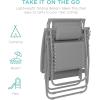 imageBest Choice Products Folding Zero Gravity Outdoor Recliner Patio Lounge Chair wAdjustable Canopy Shade Headrest Side Accessory Tray Textilene Mesh  SandDove Gray
