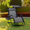 imageBest Choice Products Folding Zero Gravity Outdoor Recliner Patio Lounge Chair wAdjustable Canopy Shade Headrest Side Accessory Tray Textilene Mesh  SandGrey
