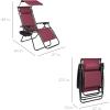 imageBest Choice Products Folding Zero Gravity Outdoor Recliner Patio Lounge Chair wAdjustable Canopy Shade Headrest Side Accessory Tray Textilene Mesh  SandBurgundy