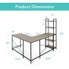imageBest Choice Products LShaped Corner Computer Desk Large Study Workstation Furniture wMultifunctional 5Tier Open Storage Bookshelves Custom Setup for Home Office  GrayBlack