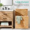 imageBest Choice Products Large Double Laundry Hamper with Lid Natural Handwoven Water Hyacinth 2 Sections w 2 Machine Washable Linen Liner Bags Portable Handles  NaturalWhite