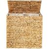 imageBest Choice Products Large Double Laundry Hamper with Lid Natural Handwoven Water Hyacinth 2 Sections w 2 Machine Washable Linen Liner Bags Portable Handles  NaturalNatural
