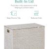 imageBest Choice Products Large Double Laundry Hamper with Lid Natural Handwoven Water Hyacinth 2 Sections w 2 Machine Washable Linen Liner Bags Portable Handles  NaturalWhite
