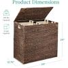 imageBest Choice Products Large Double Laundry Hamper with Lid Natural Handwoven Water Hyacinth 2 Sections w 2 Machine Washable Linen Liner Bags Portable Handles  NaturalEspresso