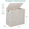 imageBest Choice Products Large Double Laundry Hamper with Lid Natural Handwoven Water Hyacinth 2 Sections w 2 Machine Washable Linen Liner Bags Portable Handles  NaturalWhite