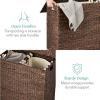 imageBest Choice Products Large Double Laundry Hamper with Lid Natural Handwoven Water Hyacinth 2 Sections w 2 Machine Washable Linen Liner Bags Portable Handles  NaturalEspresso