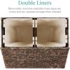 imageBest Choice Products Large Double Laundry Hamper with Lid Natural Handwoven Water Hyacinth 2 Sections w 2 Machine Washable Linen Liner Bags Portable Handles  NaturalEspresso