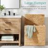 imageBest Choice Products Large Double Laundry Hamper with Lid Natural Handwoven Water Hyacinth 2 Sections w 2 Machine Washable Linen Liner Bags Portable Handles  NaturalEspresso
