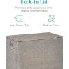 imageBest Choice Products Large Double Laundry Hamper with Lid Natural Handwoven Water Hyacinth 2 Sections w 2 Machine Washable Linen Liner Bags Portable Handles  NaturalGray