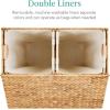 imageBest Choice Products Large Double Laundry Hamper with Lid Natural Handwoven Water Hyacinth 2 Sections w 2 Machine Washable Linen Liner Bags Portable Handles  NaturalNatural
