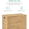 imageBest Choice Products Large Double Laundry Hamper with Lid Natural Handwoven Water Hyacinth 2 Sections w 2 Machine Washable Linen Liner Bags Portable Handles  NaturalNatural