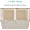 imageBest Choice Products Large Double Laundry Hamper with Lid Natural Handwoven Water Hyacinth 2 Sections w 2 Machine Washable Linen Liner Bags Portable Handles  NaturalWhite