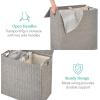 imageBest Choice Products Large Double Laundry Hamper with Lid Natural Handwoven Water Hyacinth 2 Sections w 2 Machine Washable Linen Liner Bags Portable Handles  NaturalGray
