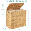imageBest Choice Products Large Double Laundry Hamper with Lid Natural Handwoven Water Hyacinth 2 Sections w 2 Machine Washable Linen Liner Bags Portable Handles  NaturalNatural