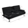 imageBest Choice Products Linen Modern Folding Futon Reclining Sofa Bed for Apartment Dorm wRemovable Armrests 2 Cupholders  BeigeBlack