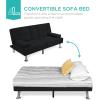 imageBest Choice Products Linen Modern Folding Futon Reclining Sofa Bed for Apartment Dorm wRemovable Armrests 2 Cupholders  BeigeBlack