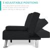 imageBest Choice Products Linen Modern Folding Futon Reclining Sofa Bed for Apartment Dorm wRemovable Armrests 2 Cupholders  BeigeBlack