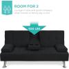 imageBest Choice Products Linen Modern Folding Futon Reclining Sofa Bed for Apartment Dorm wRemovable Armrests 2 Cupholders  BeigeBlack