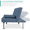 imageBest Choice Products Linen Modern Folding Futon Reclining Sofa Bed for Apartment Dorm wRemovable Armrests 2 Cupholders  BeigeBlue