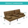 imageBest Choice Products Linen Modern Folding Futon Reclining Sofa Bed for Apartment Dorm wRemovable Armrests 2 Cupholders  BeigeBrown