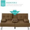 imageBest Choice Products Linen Modern Folding Futon Reclining Sofa Bed for Apartment Dorm wRemovable Armrests 2 Cupholders  BeigeBrown