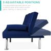 imageBest Choice Products Linen Modern Folding Futon Reclining Sofa Bed for Apartment Dorm wRemovable Armrests 2 Cupholders  BeigeDark Blue