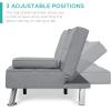imageBest Choice Products Linen Modern Folding Futon Reclining Sofa Bed for Apartment Dorm wRemovable Armrests 2 Cupholders  BeigeGrey
