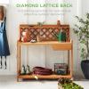 imageBest Choice Products Outdoor Garden Potting Bench Wooden Workstation Table wCabinet Drawer Open Shelf Lower Storage Lattice Back  NaturalBrown