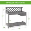 imageBest Choice Products Outdoor Garden Potting Bench Wooden Workstation Table wCabinet Drawer Open Shelf Lower Storage Lattice Back  NaturalGray