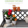imageBest Choice Products Outdoor Garden Potting Bench Wooden Workstation Table wCabinet Drawer Open Shelf Lower Storage Lattice Back  NaturalGray